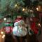 4.25" Red & Green Santa Glass Christmas Ornament Set